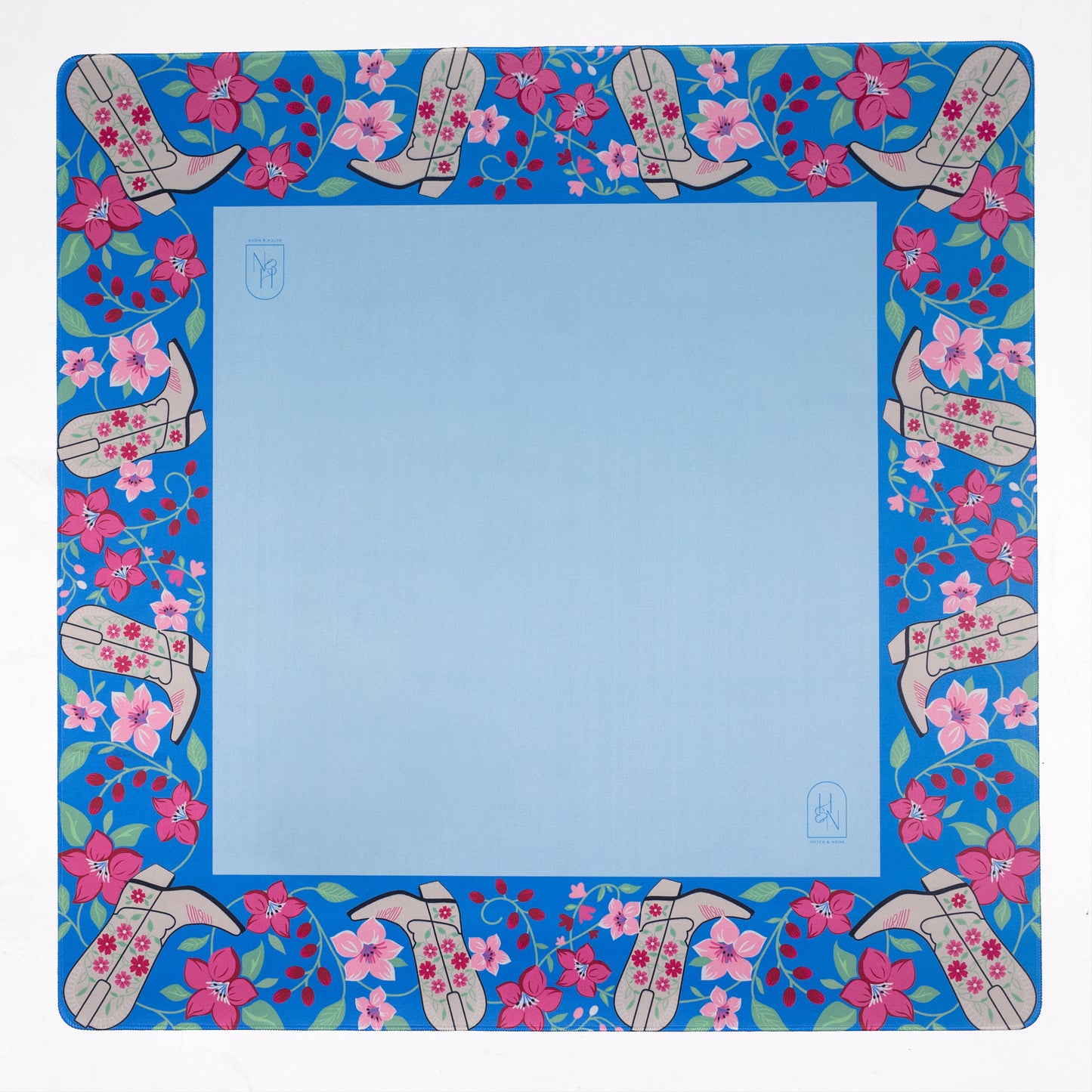 Mahjong Mat - Blue Cowboy Boot