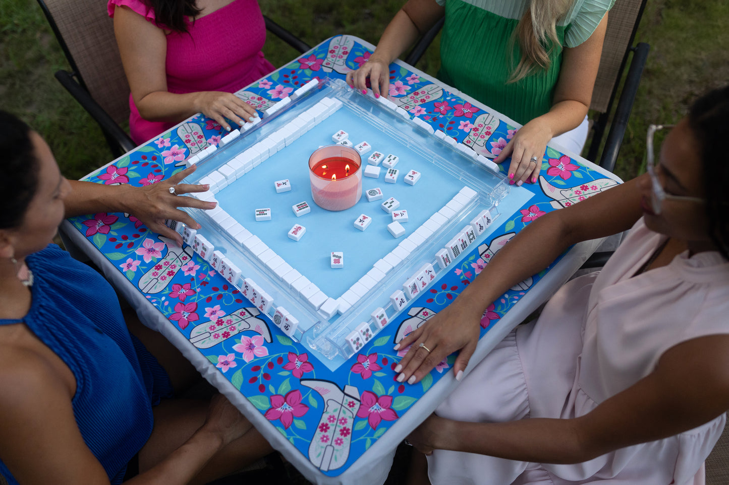 Mahjong Mat - Blue Cowboy Boot