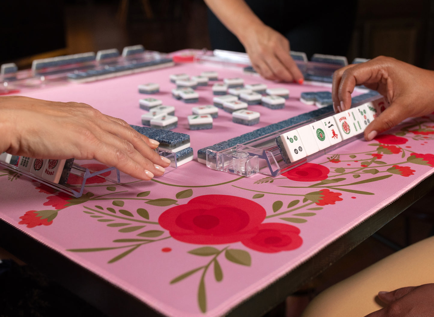 Mahjong Mat - Pink Rose
