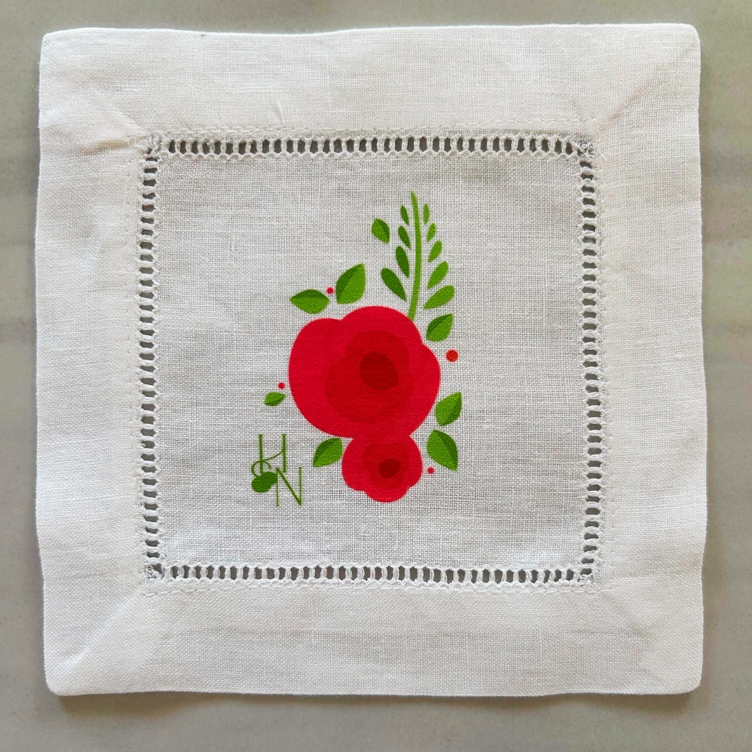 Linen Cocktail Napkins - Pink Rose